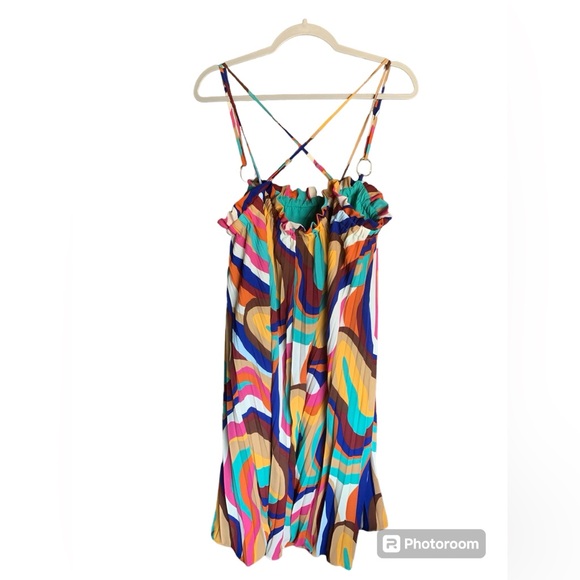 New Danielle Union women’s dress pleated colorful flowy loose size XL retro - Picture 4 of 16